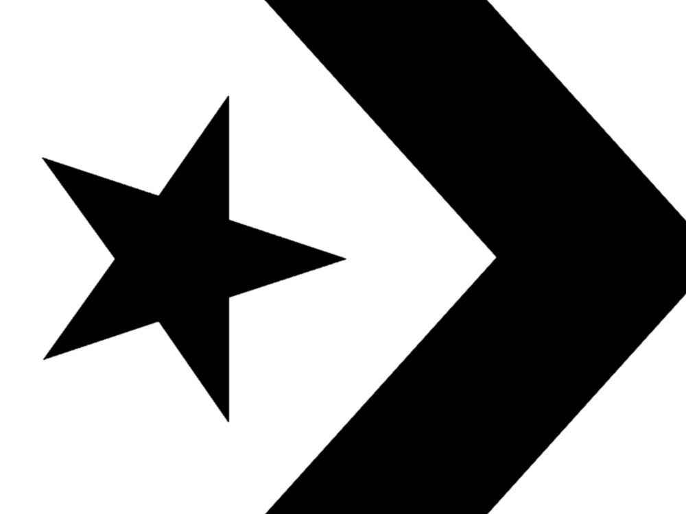 The black Converse star and chevron logo on white