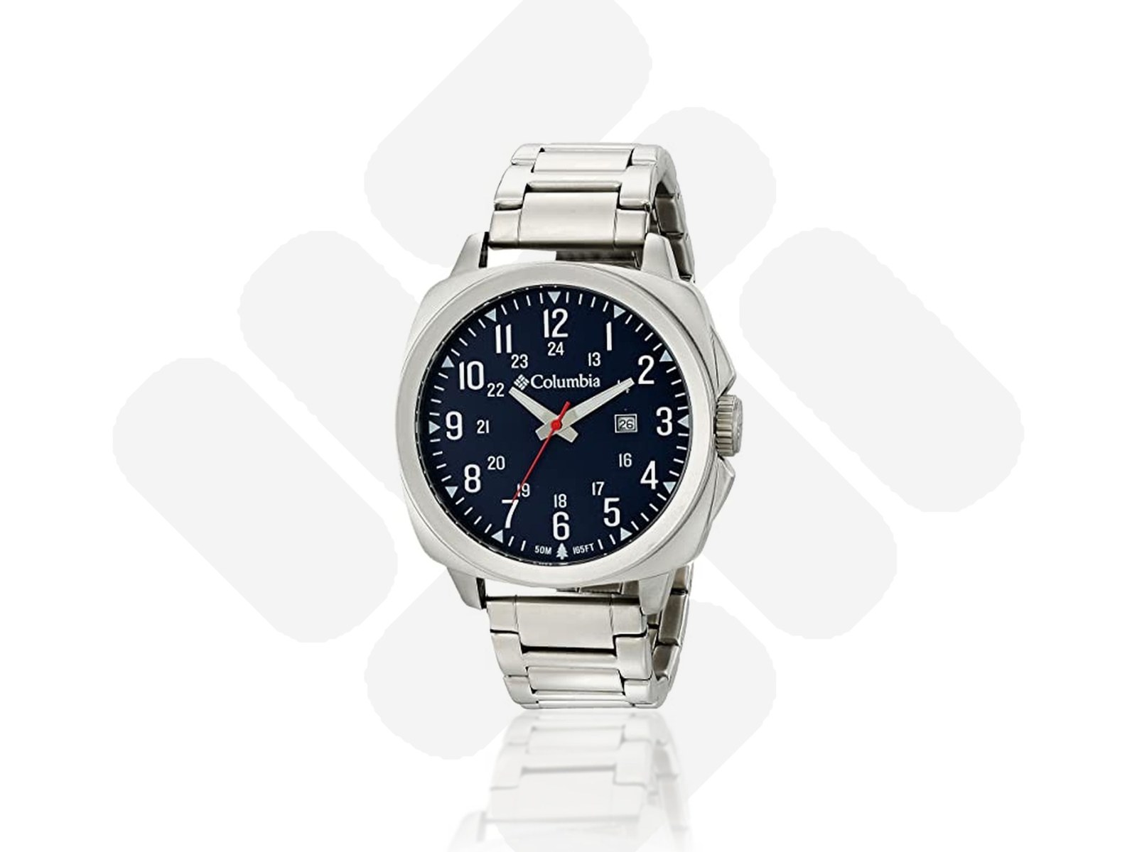 Columbia watch with navy blue dial, steel case and steel link bracelet