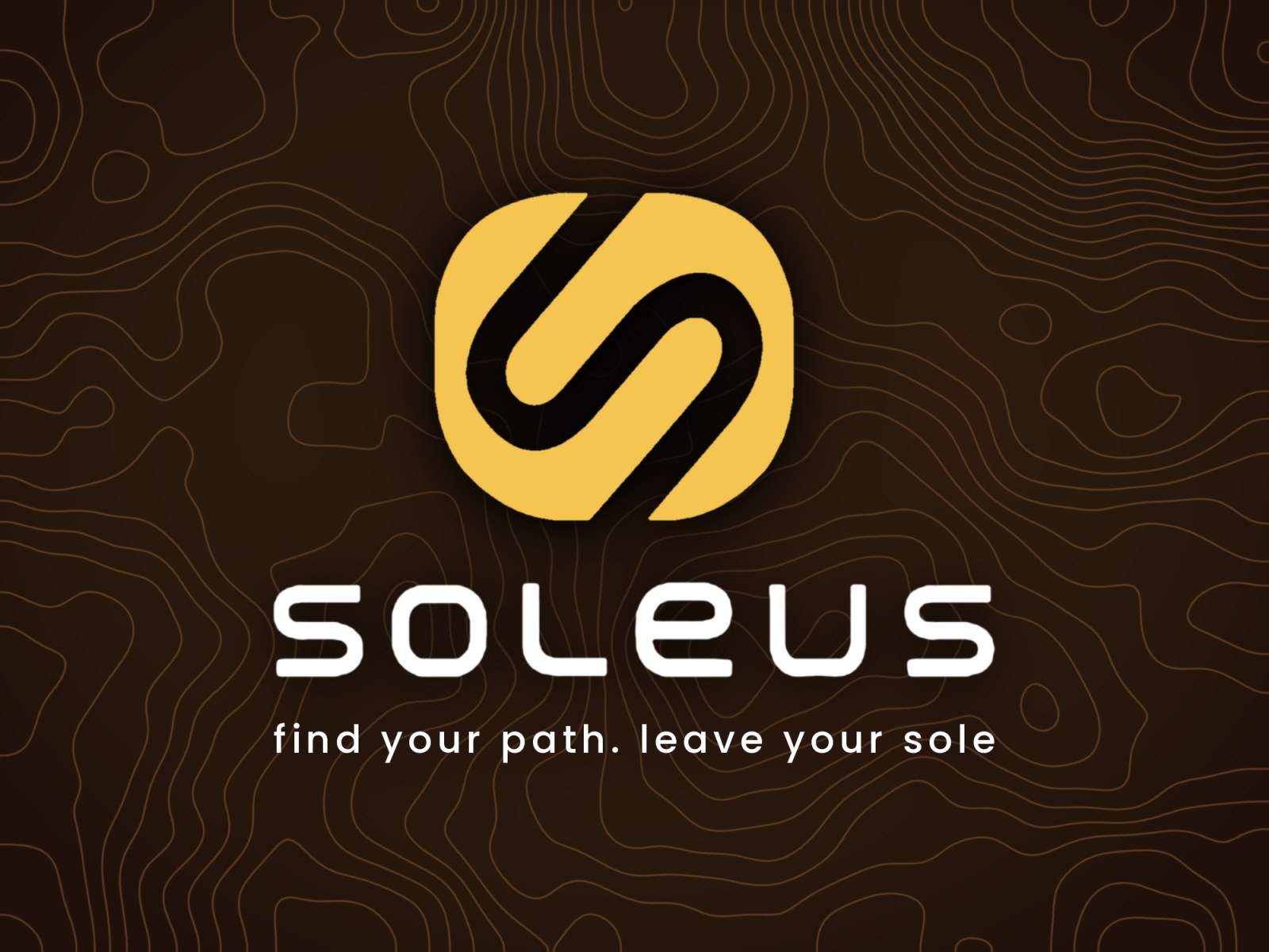 Soleus logo: the gold S emblem above the soleus wordmark and the line find your path. leave your sole