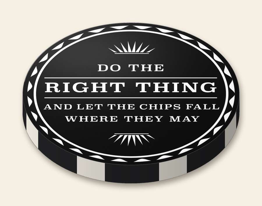 Poker Face guest gift chip, front